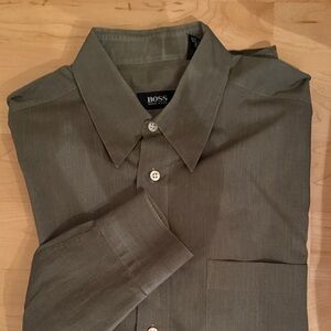 Boss Men's Classic Olive Dress Shirt Hugo Boss size 16 neck